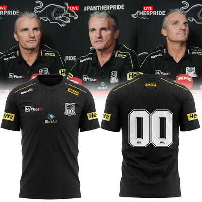 Coach Ivan Cleary 2026 Penrith Panthers Black Media Shirt Custom Number