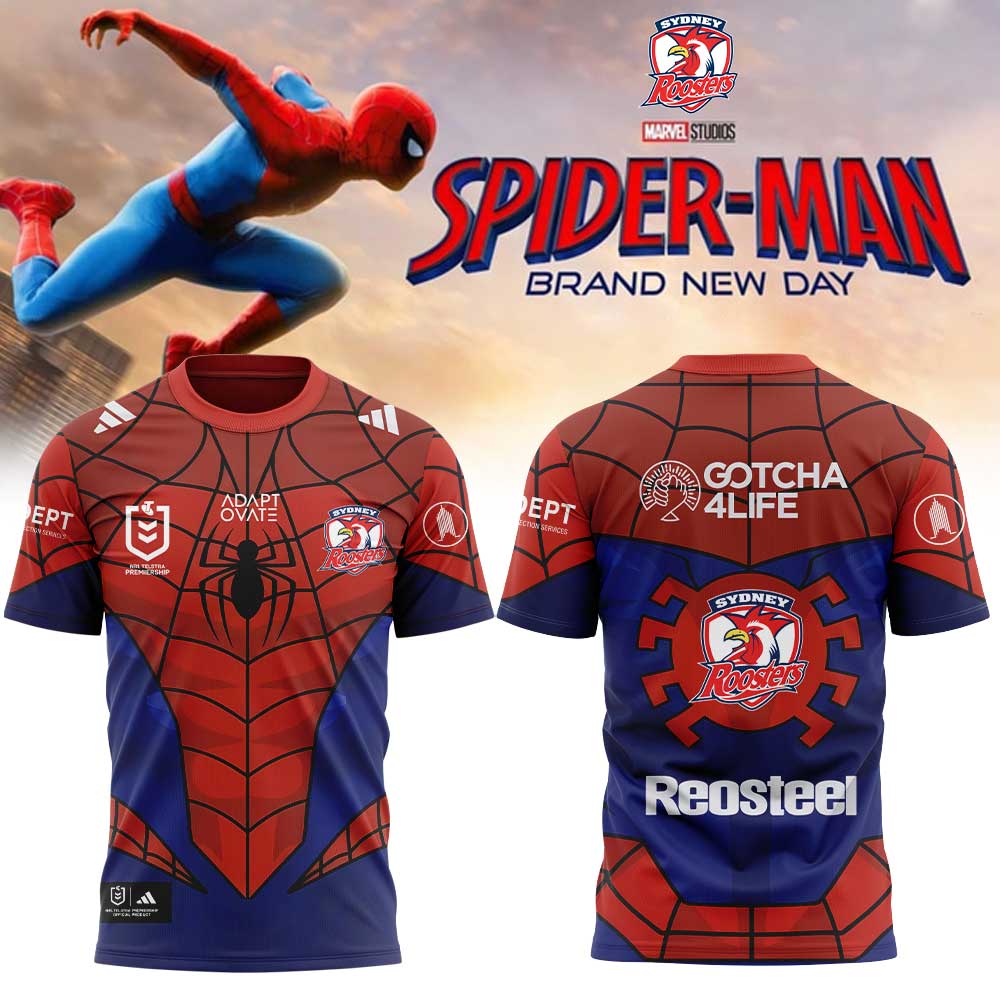 Sydney Roosters x Spider-Man 2026 Merch Shirt