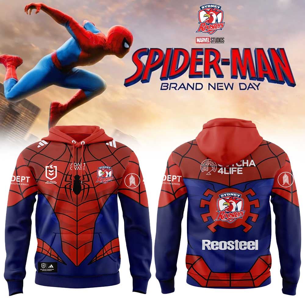 Sydney Roosters x Spider-Man 2026 Merch Hoodie