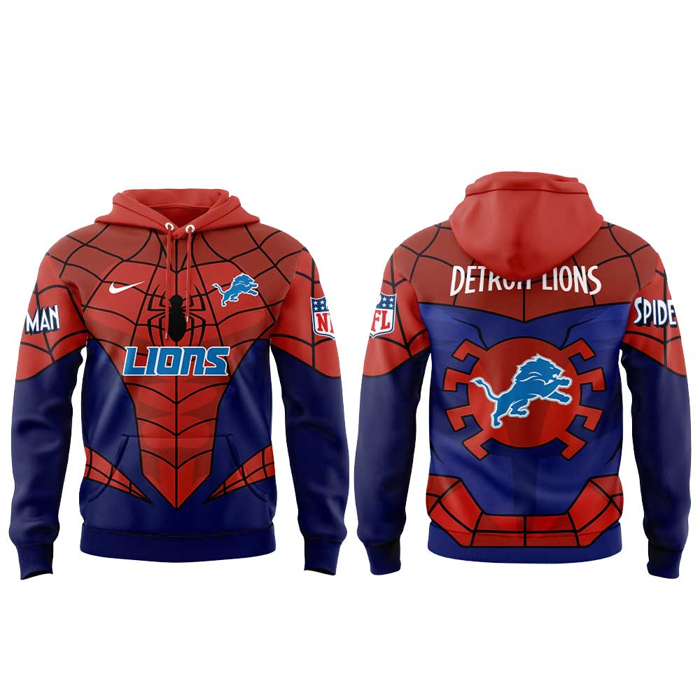Detroit Lions x Spider-Man 2026 Merch Hoodie