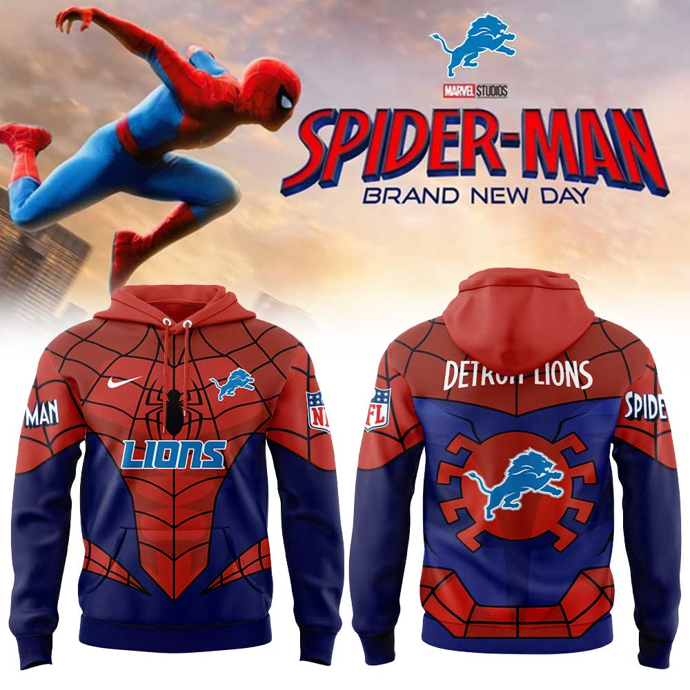 Detroit Lions x Spider-Man 2026 Merch Hoodie
