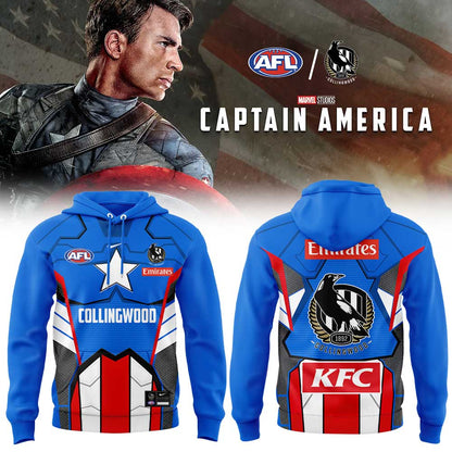 Collingwood Magpies x Captain America Hoodie