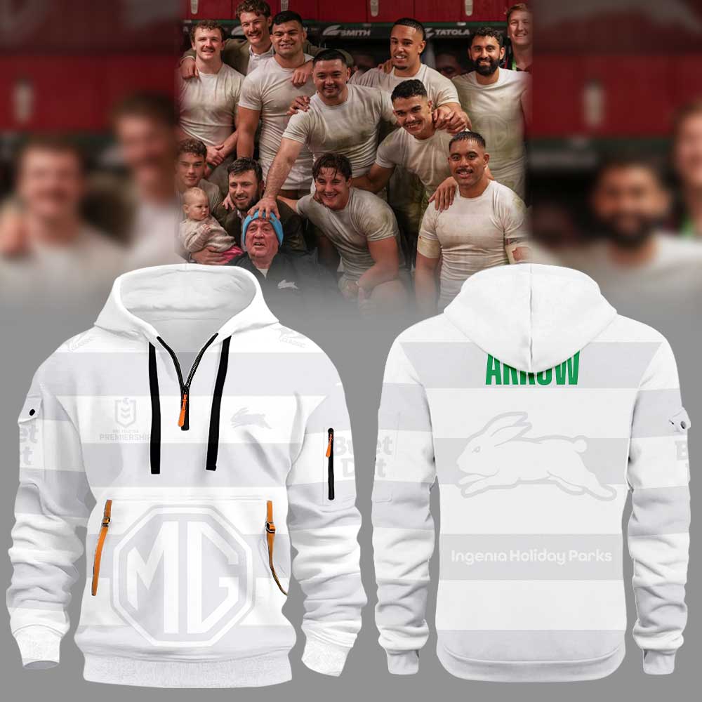 South Sydney Rabbitohs Arrow White 2026 Hoodie Half Zip Hoodie