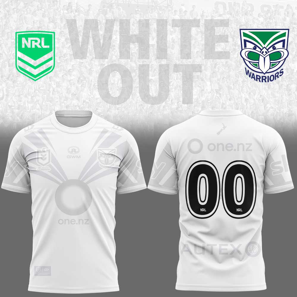 NZ Warriors White out NRL Limited Edition Shirt Custom Number