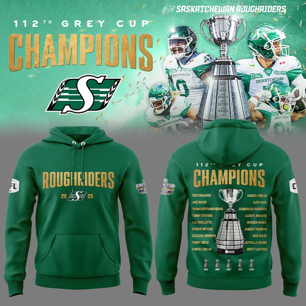 Saskatchewan Roughriders 2025 Grey Cup Champions Combo Blue Hoodie