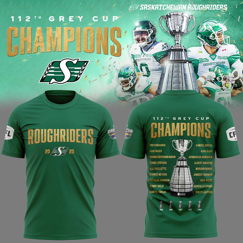 Saskatchewan Roughriders 2025 Grey Cup Champions Combo Blue Shirt