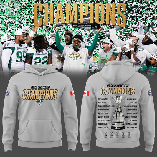 Saskatchewan Roughriders 2025 Grey Cup Champions Combo Gray Hoodie