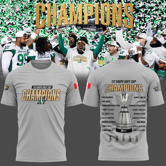 Saskatchewan Roughriders 2025 Grey Cup Champions Combo Gray Shirt