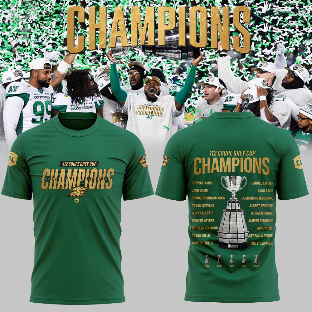 Saskatchewan Roughriders 2025 Grey Cup Champions Combo Blue Shirt