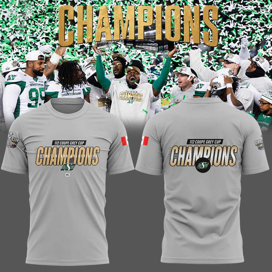 Saskatchewan Roughriders 2025 Grey Cup Champions Combo Gray Shirt V2
