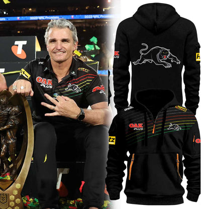 Penrith Panthers 2026 Ivan Cleary Black & Stripes Hoodie