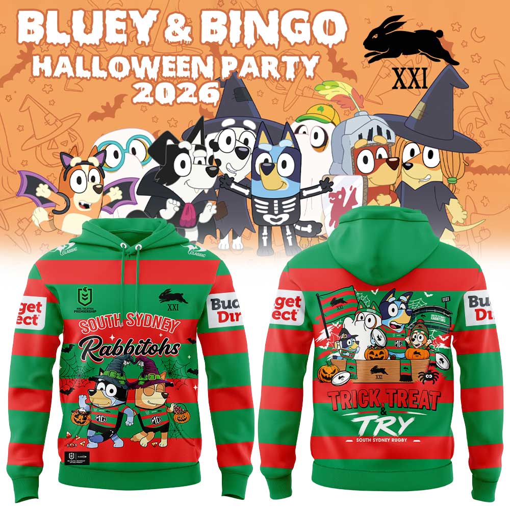 South Sydney Rabbitohs Bluey and Bingo Halloween Party 2026 Hoodie