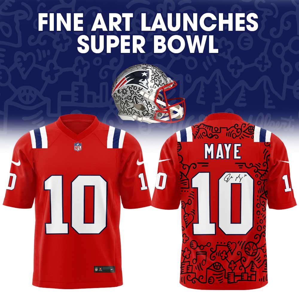 NE Patriots Fine Art launches Super Bowl LX Collection Football Jersey