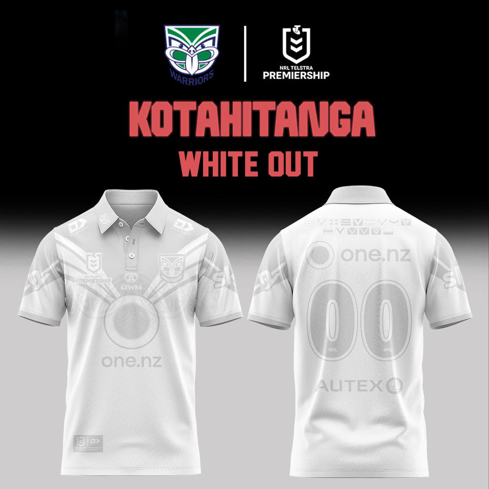 New Zealand Warriors 2026 White out NRL Limited Edition Polo Custom Number