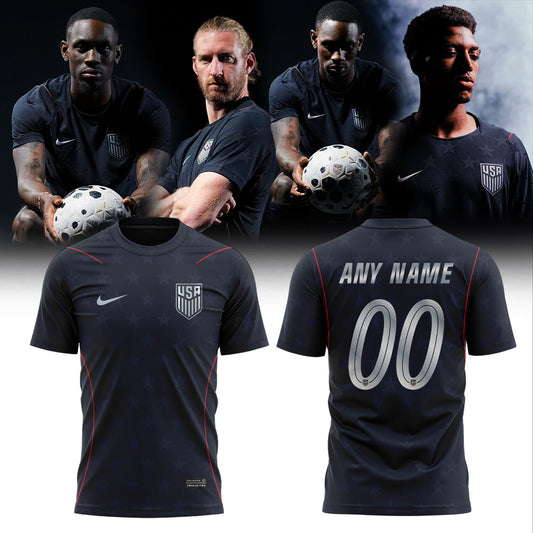 USMNT 2026 Personalized Stripes Match Black Tshirt