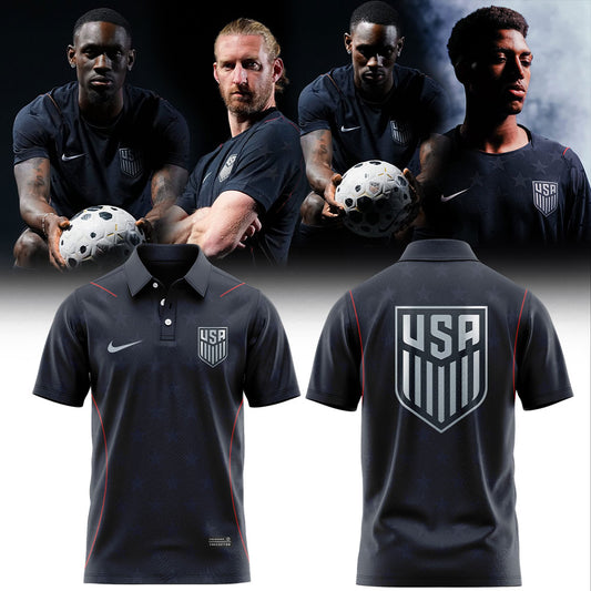 USMNT 2026 Personalized Stripes Match Black Polo