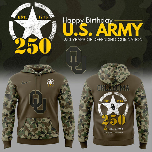 Limited Edition Oklahoma Football U.S. Army 250th Celebration Hoodie