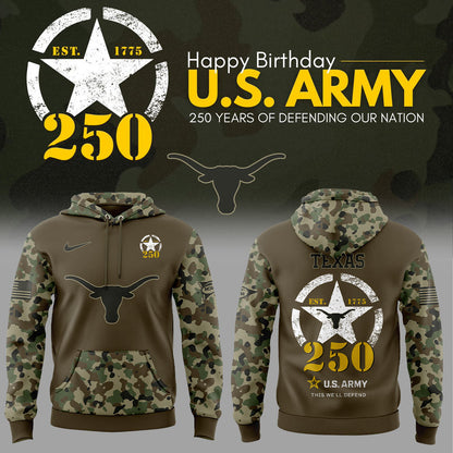 Texas Longhorns U.S. Army’s 250th Celebration Hoodie