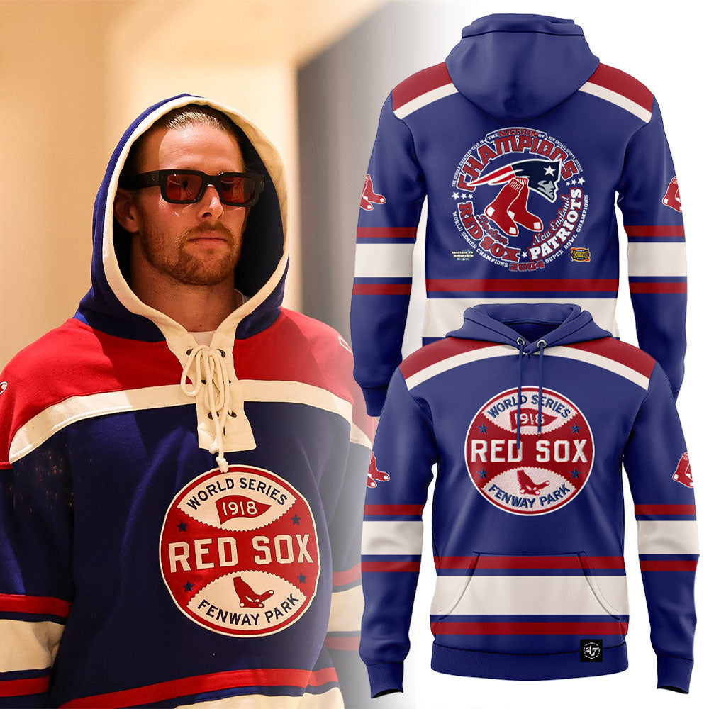 New England Patriots x Boston Red Sox 1918 World Series Combo Hoodie