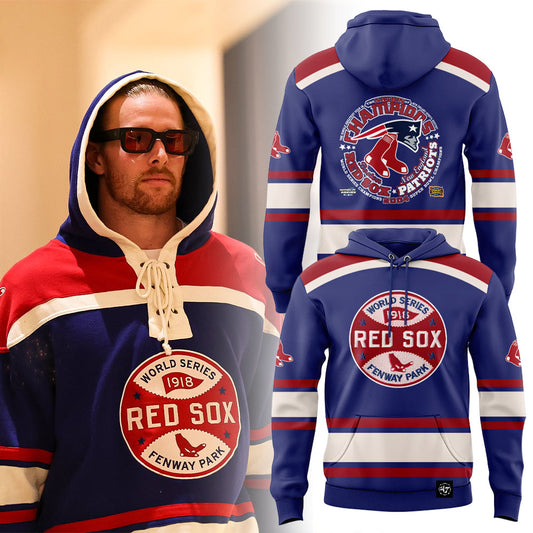 New England Patriots x Boston Red Sox 1918 World Series Combo Hoodie