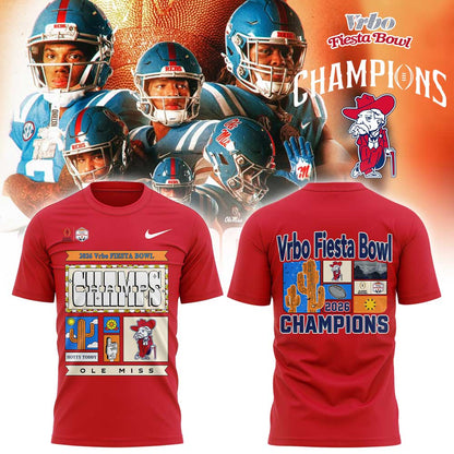 Ole Miss Vrbo Fiesta Bowl Champion 2026 Red Shirt