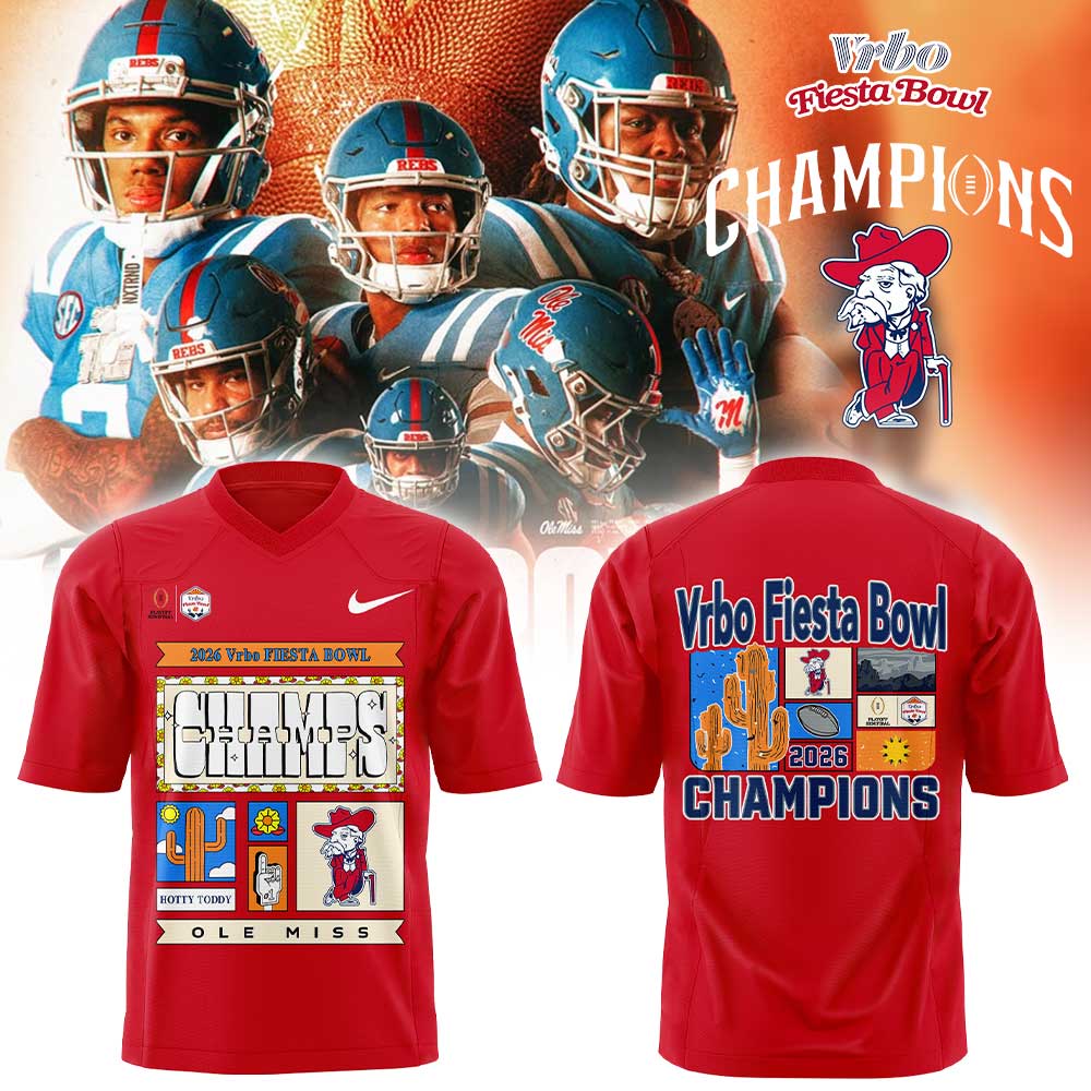 Ole Miss Vrbo Fiesta Bowl Champion 2026 Red Football Jersey