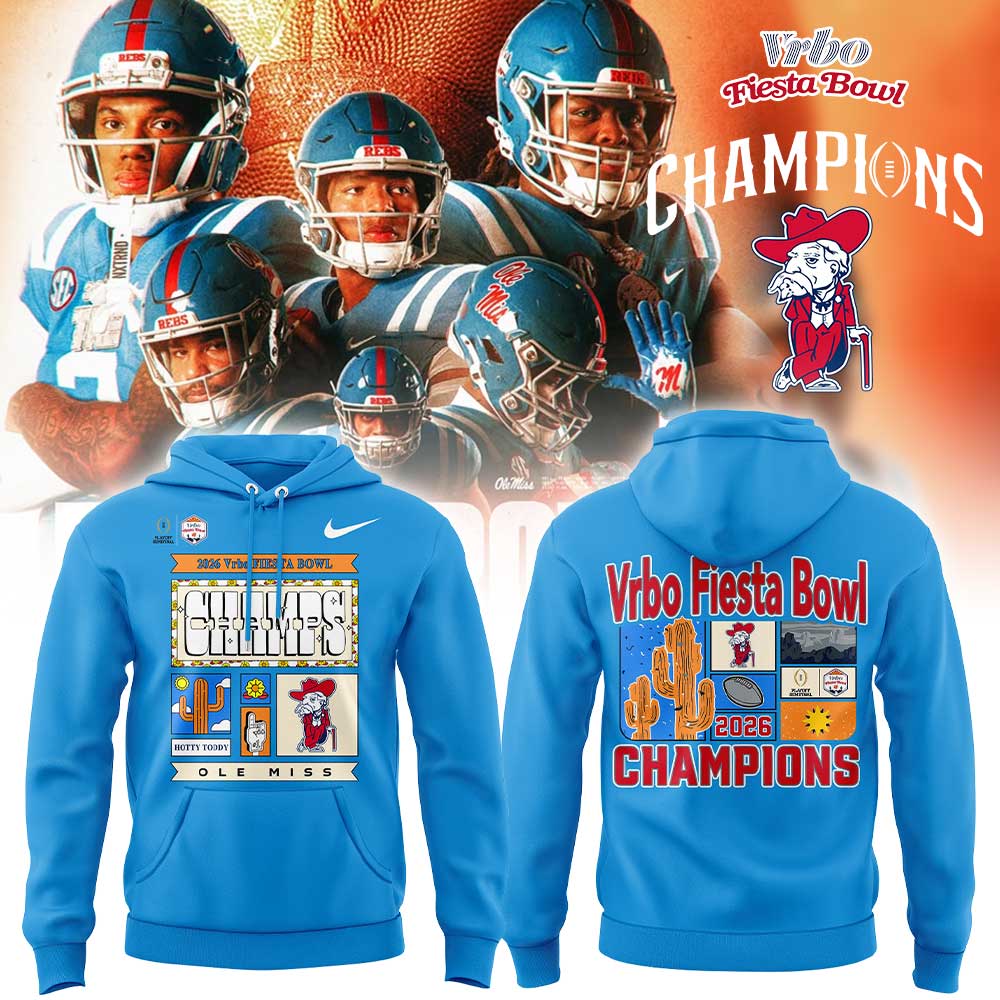 Ole Miss Vrbo Fiesta Bowl Champion 2026 Blue Hoodie