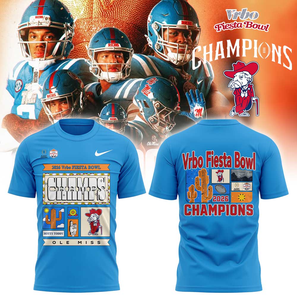 Ole Miss Vrbo Fiesta Bowl Champion 2026 Blue Shirt