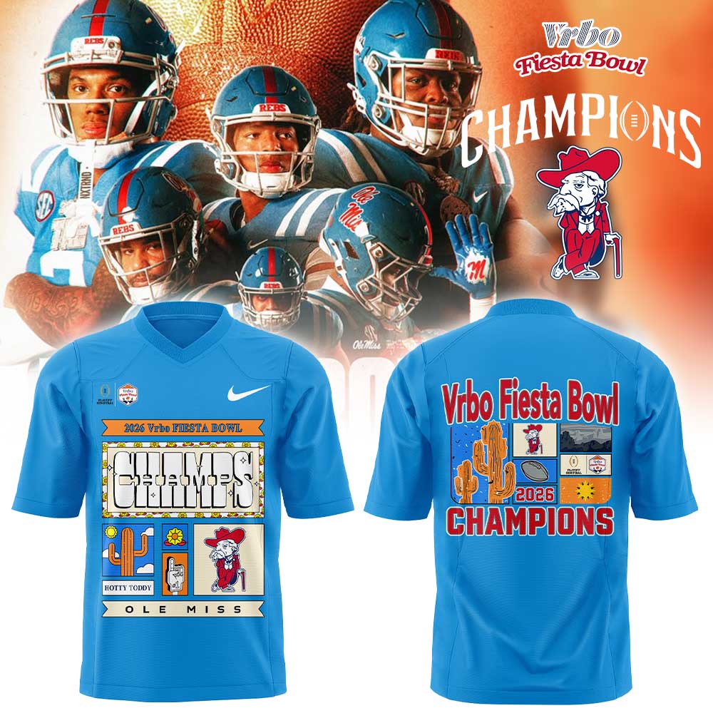 Ole Miss Vrbo Fiesta Bowl Champion 2026 Blue Football Jersey