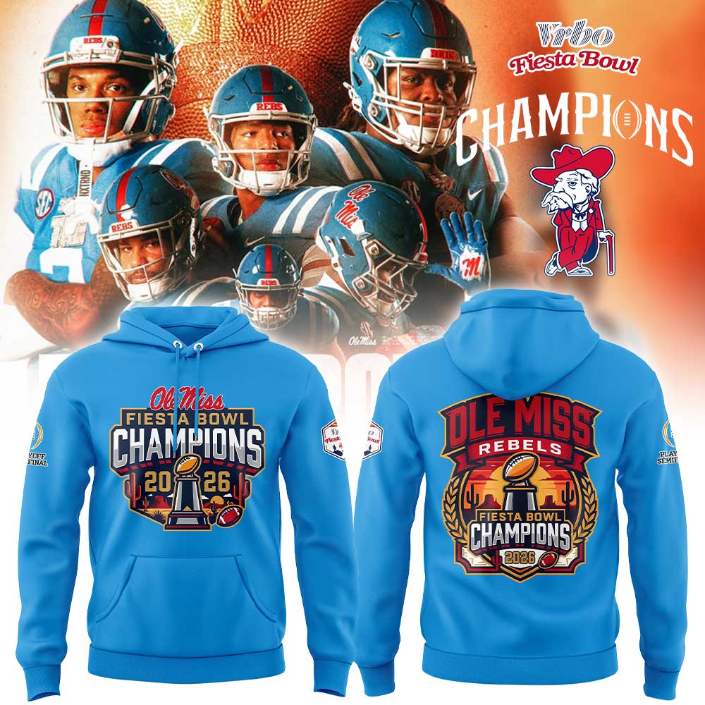 Ole Miss Vrbo Fiesta Bowl Champion 2026 Blue Hoodie