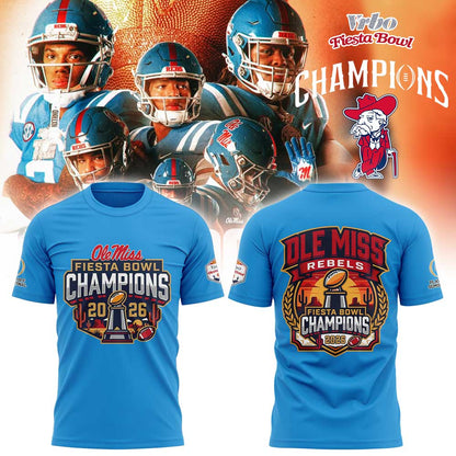 Ole Miss Vrbo Fiesta Bowl Champion 2026 Blue Shirt