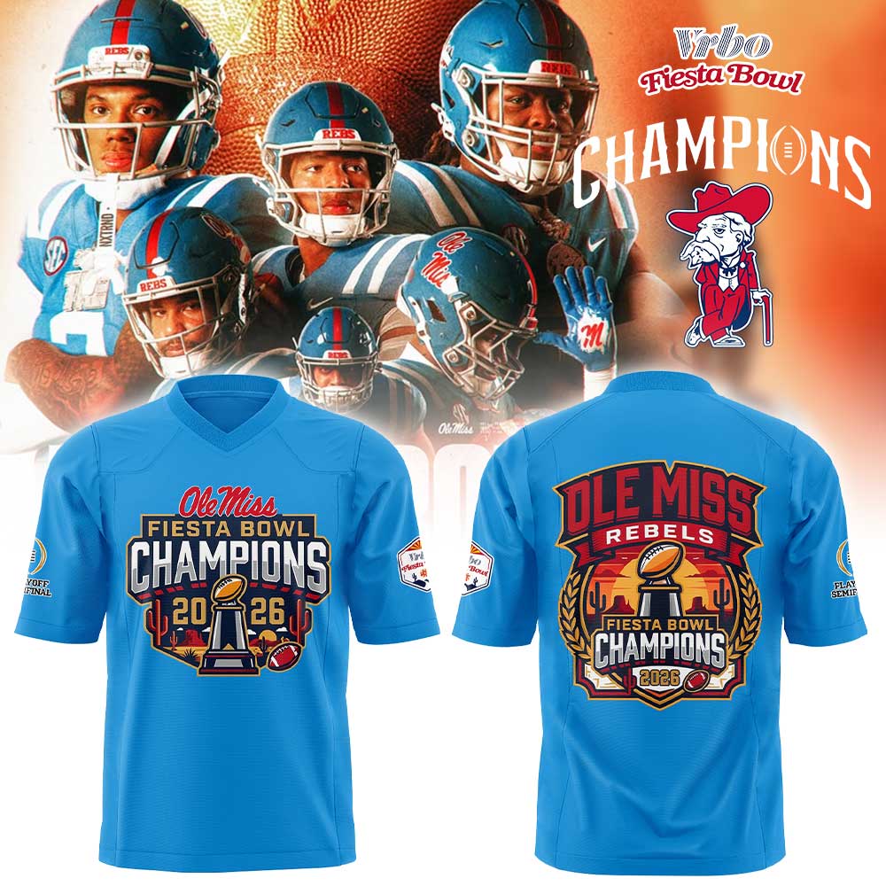 Ole Miss Vrbo Fiesta Bowl Champion 2026 Blue Football Jersey