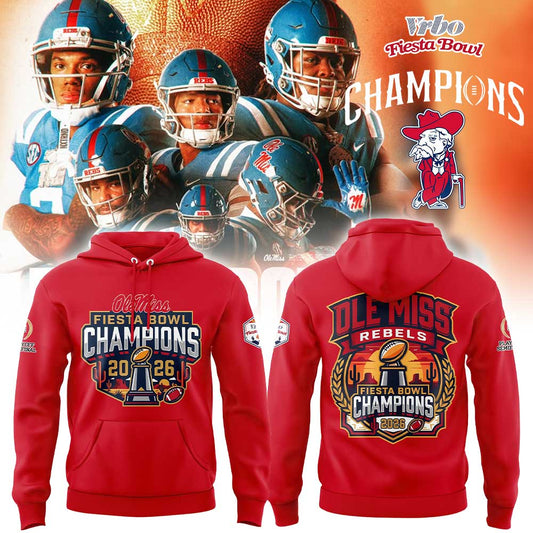 Ole Miss Vrbo Fiesta Bowl Champion 2026 Red Hoodie