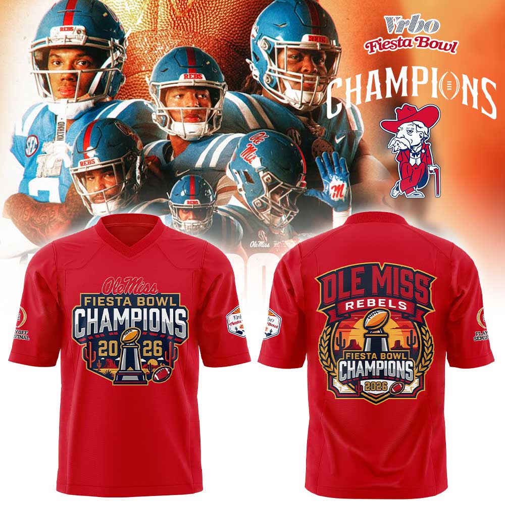 Ole Miss Vrbo Fiesta Bowl Champion 2026 Red Football Jersey