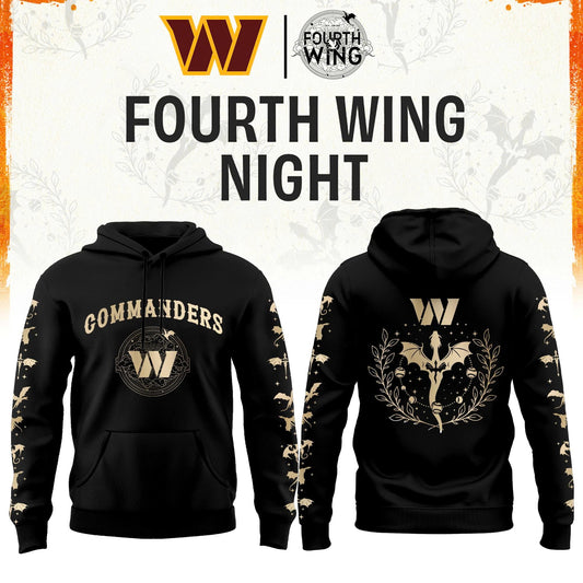 W Commanders Fourth Wings Night Black Hoodie
