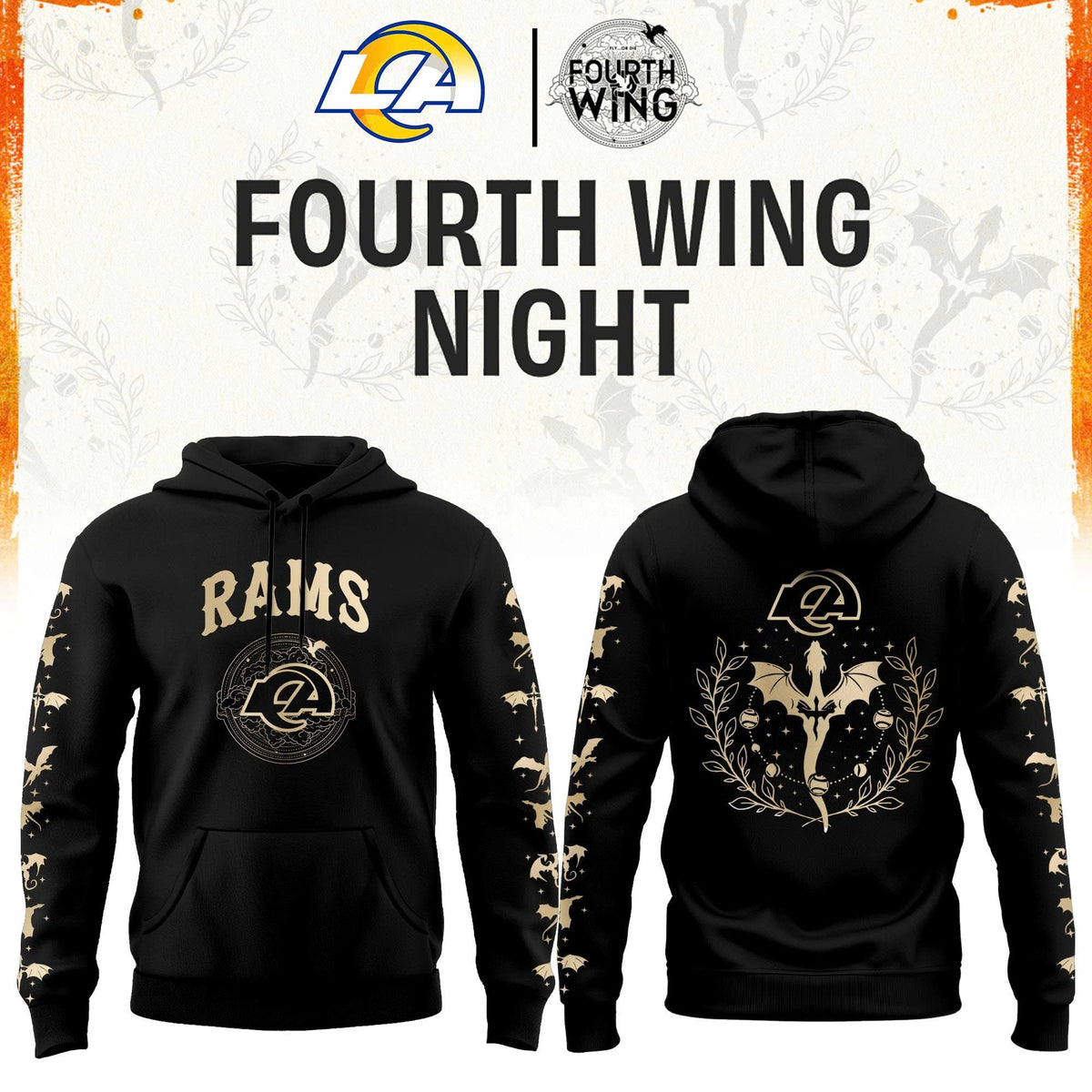 LA Rams Fourth Wings Night Black Hoodie