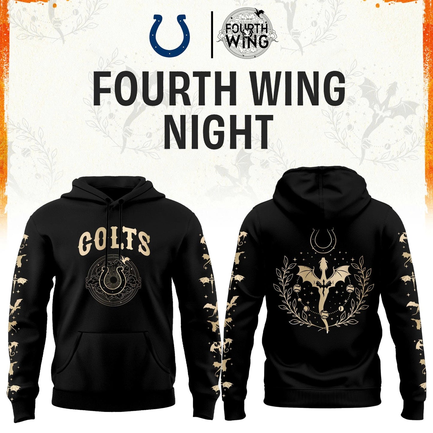 I Colts Fourth Wings Night Black Hoodie