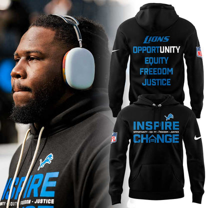 Detroit Lions Inspire Change Opportunity Equity Freedom Justice Hoodie