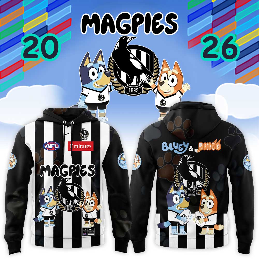 Collingwood FC Bluey and Bingo 2026 Limited Collection Hoodie