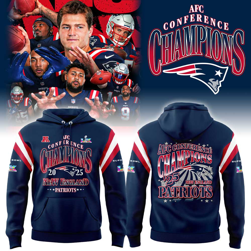 New England Patriots 2025 AFC Conference Champions Hoodie