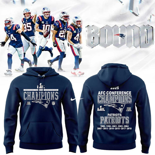 New England Patriots 2025 AFC Conference Champions Hoodie