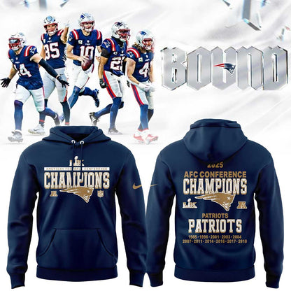 New England Patriots 2025 AFC Conference Champions Hoodie