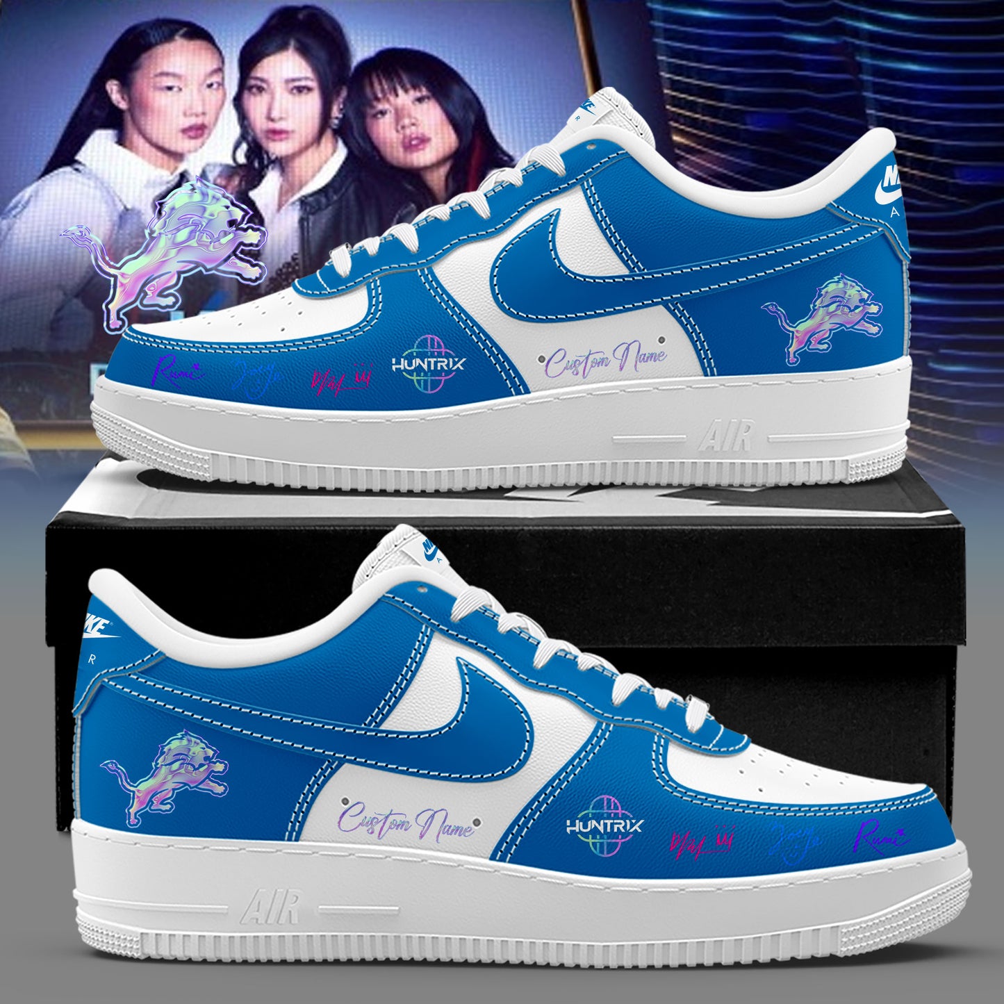 Detroit Lions KPop Demon Hunters Custom Name Shoes AF