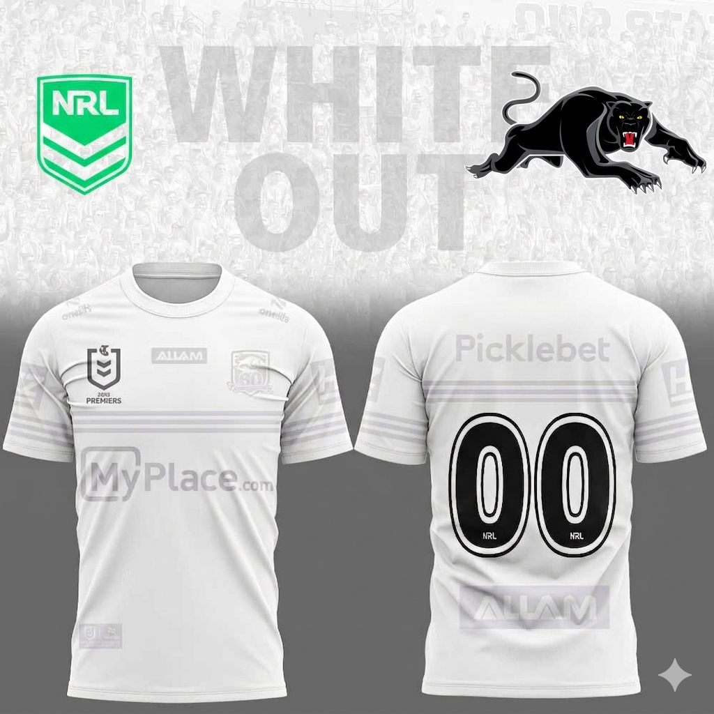 Penrith Panthers White out NRL Limited Edition Shirt Custom Number