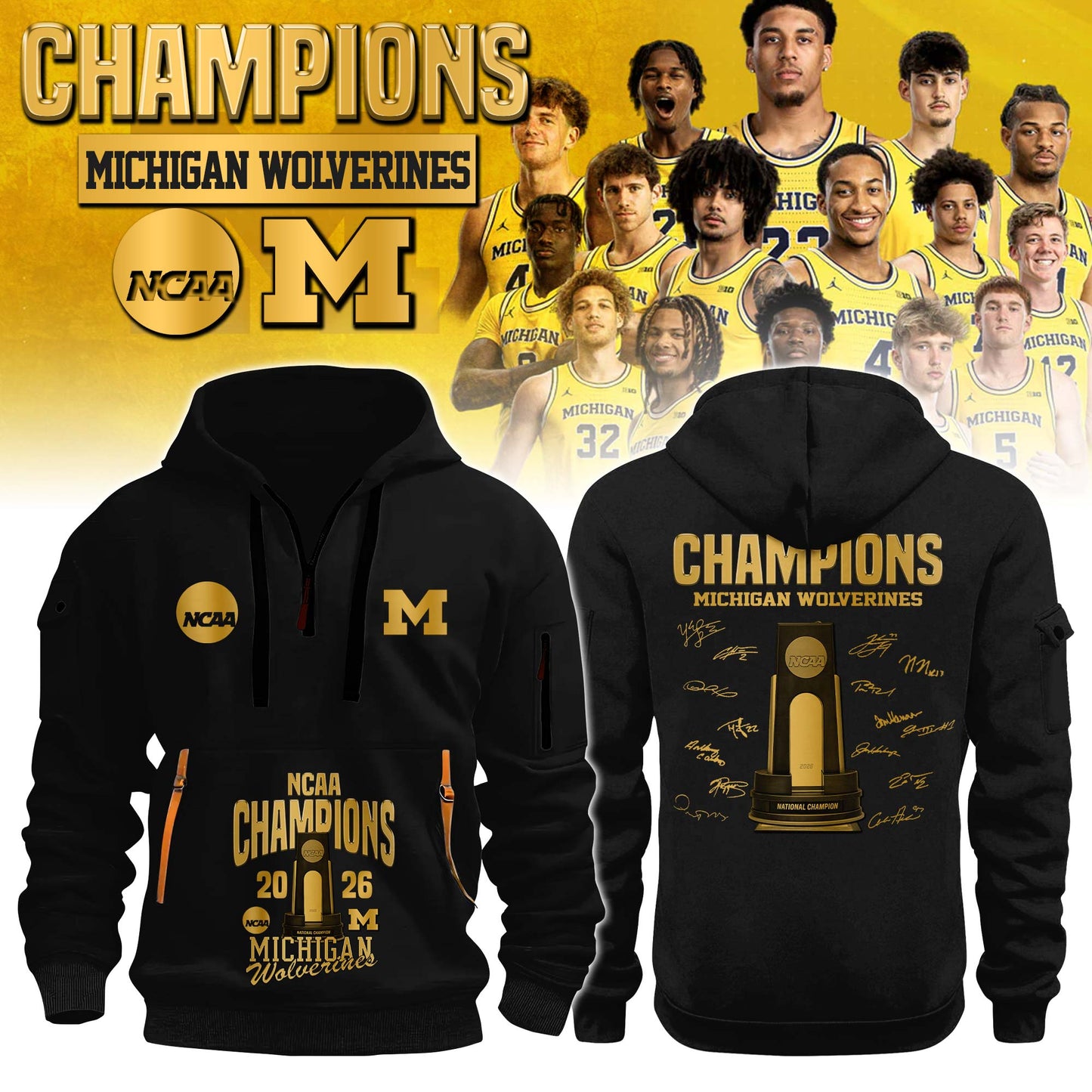 MICH Champions NCAA DI Basketball 2026 New Hoodie Limited Edition