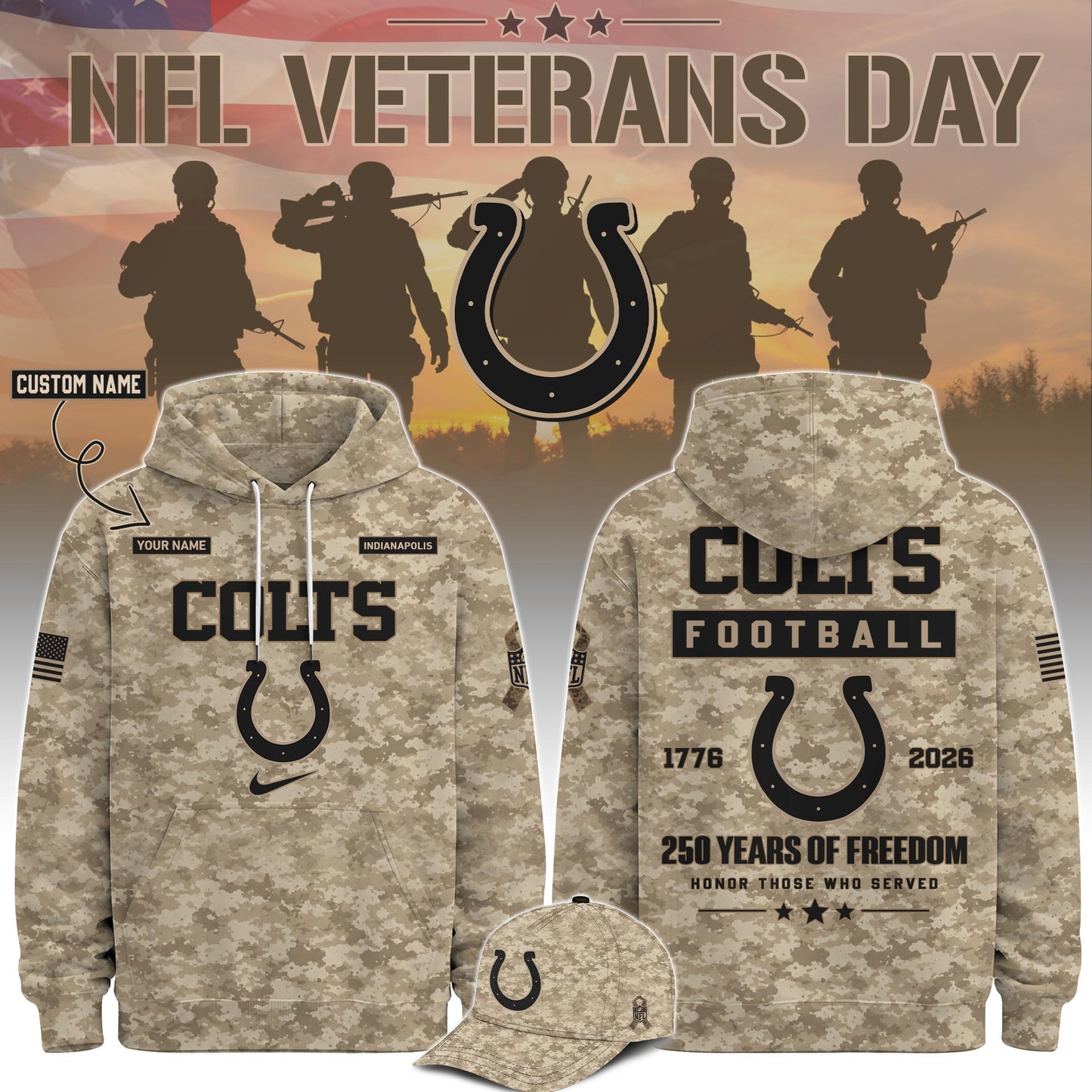 Limited Edition Indianapolis Colts Veterans Day 2026 Hoodie
