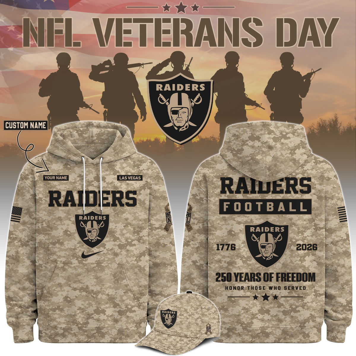 Limited Edition Las Vegas Raiders Veterans Day 2026 Hoodie