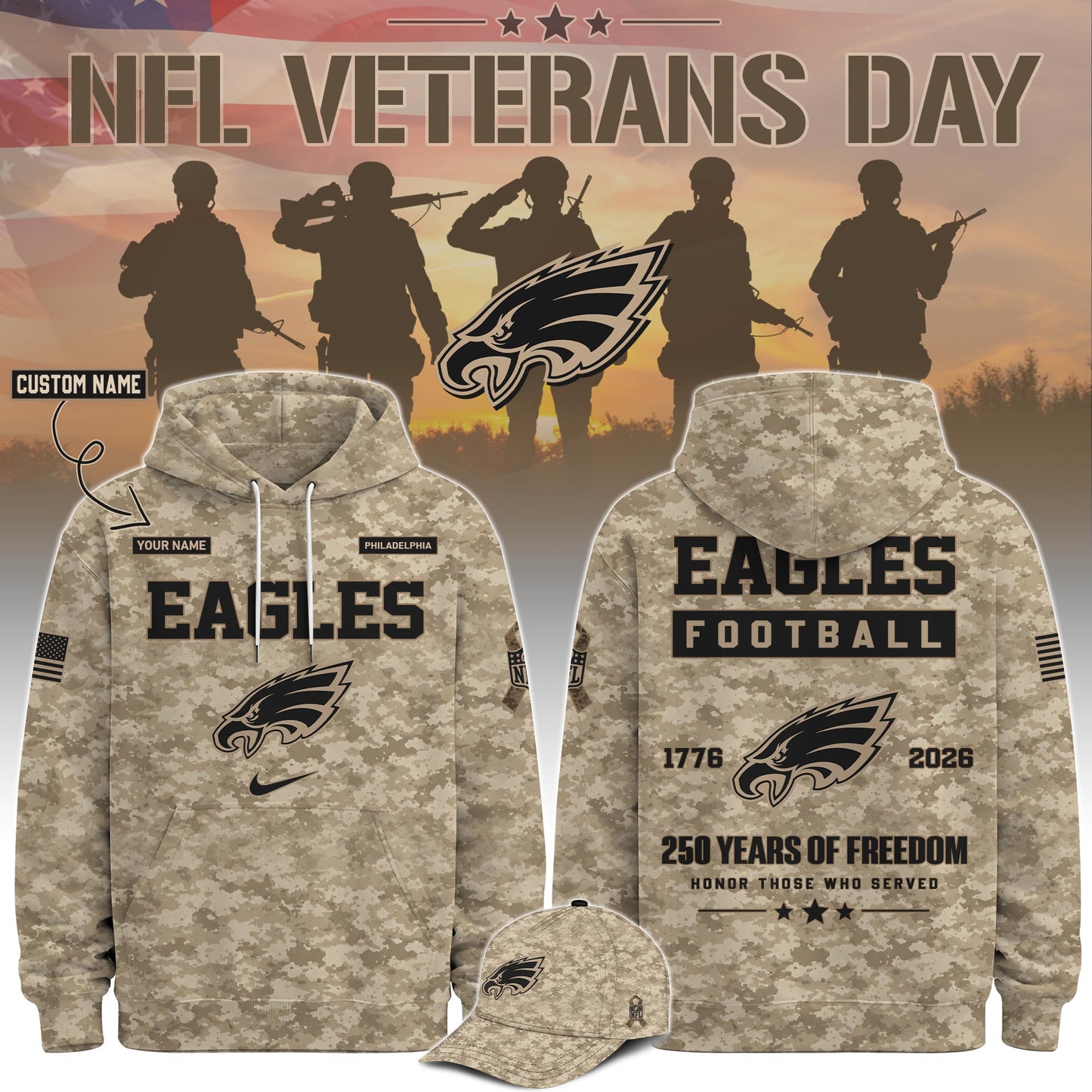 Limited Edition Philadelphia Eagles Veterans Day 2026 Hoodie