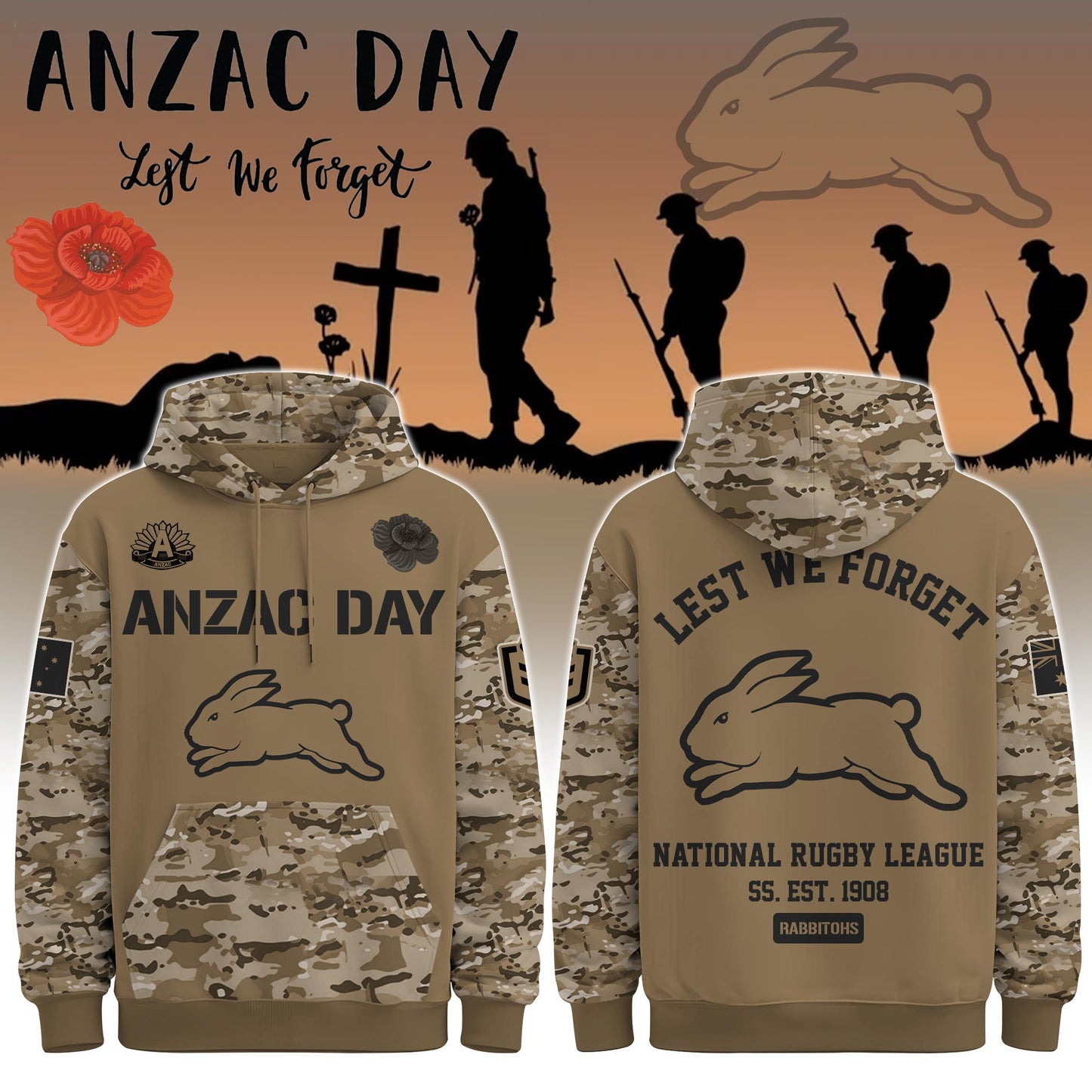 South Sydney Rabbitohs – Anzac Day Hoodie