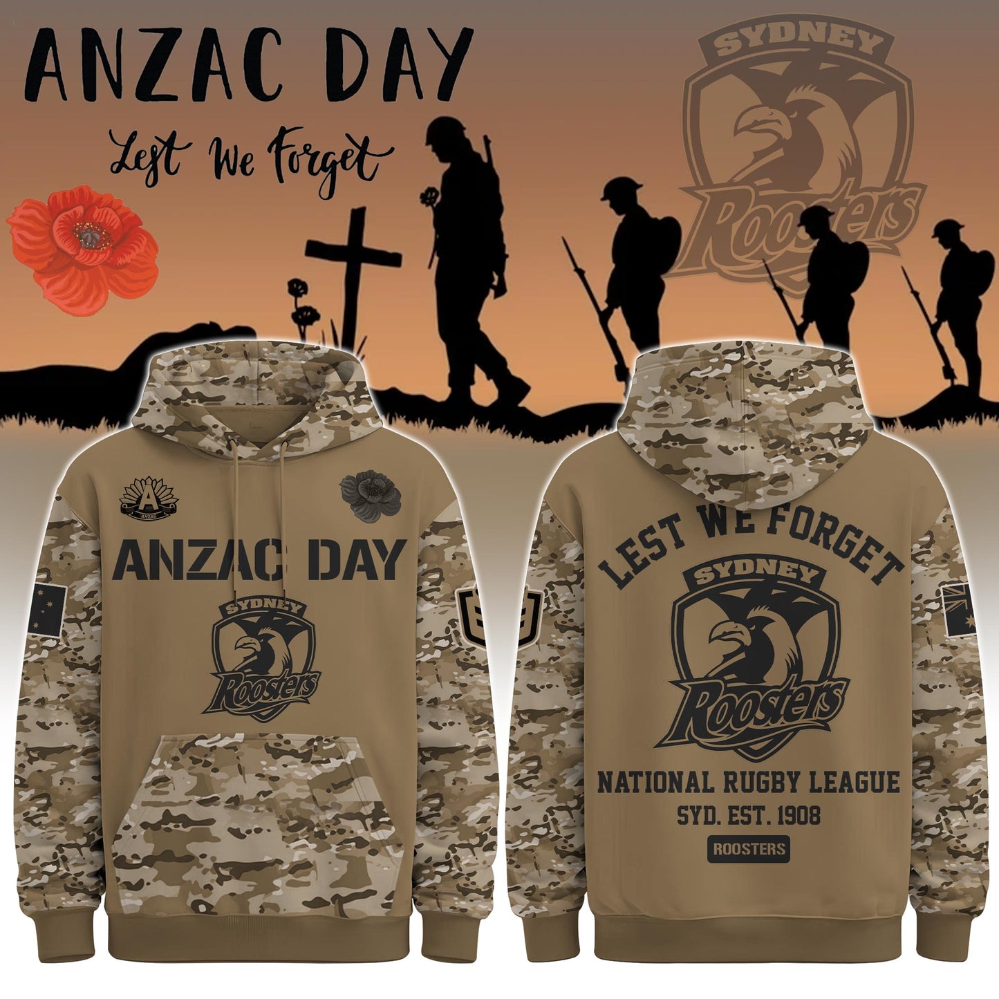 Sydney Roosters – Anzac Day Hoodie
